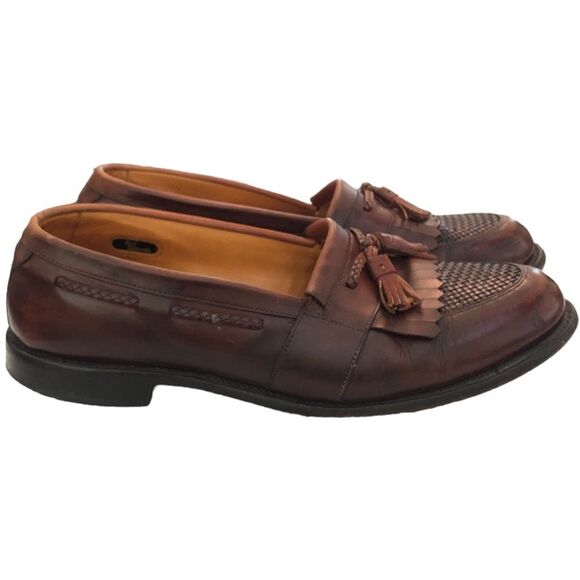 Allen Edmonds Cody Loafers 11.5 Brown Leather Tassel Kiltie Woven Classic Men’s - Picture 10 of 15